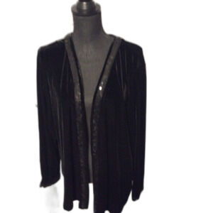 Quacker Factory XL Velour jacket Sequin Womens Long Sleeve Holiday Party Beaded